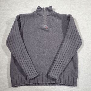 Polo Jeans Co. Ralph Lauren MFG Sweater Mens XL Gray Cable Knit 1/4 Zip Pullover